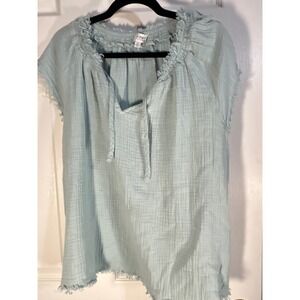 True Craft Women's Light Blue Gauze Crinkle Top Tunic Dress‎ Size 2X